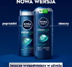 NIVEA MEN Fresh Kick chłodzący żel pod prysznic do twarzy ciała i włosów 500 ml