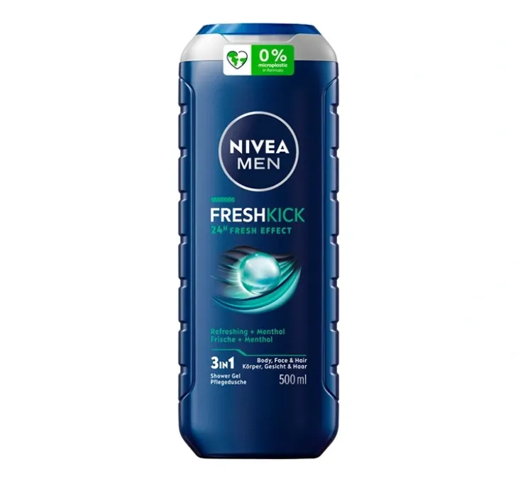 NIVEA MEN Fresh Kick chłodzący żel pod prysznic do twarzy ciała i włosów 500 ml