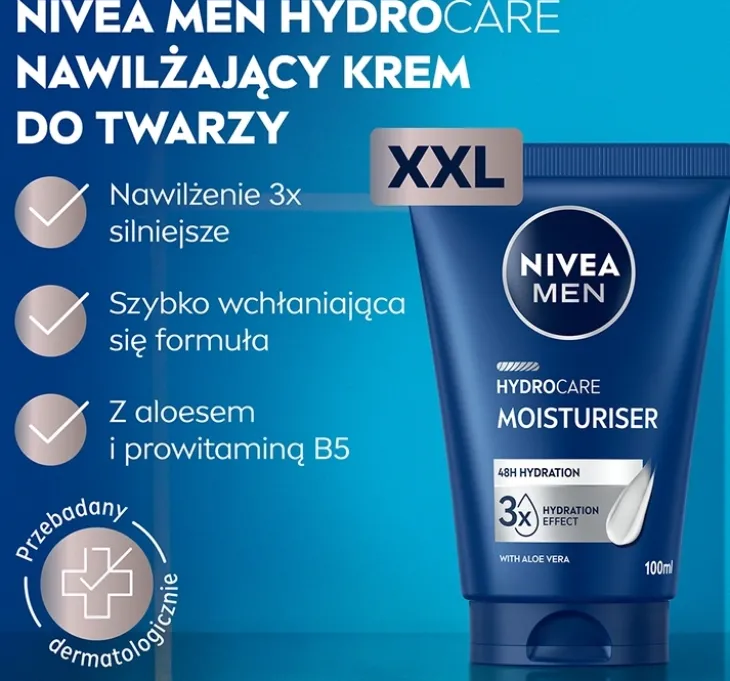 NIVEA MEN Hydrocare krem nawilżający do twarzy dla mężczyzn 100 ml