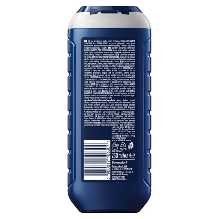 NIVEA MEN HydroCare nawilżający żel pod prysznic z aloesem dla mężczyzn 5w1 250 ml