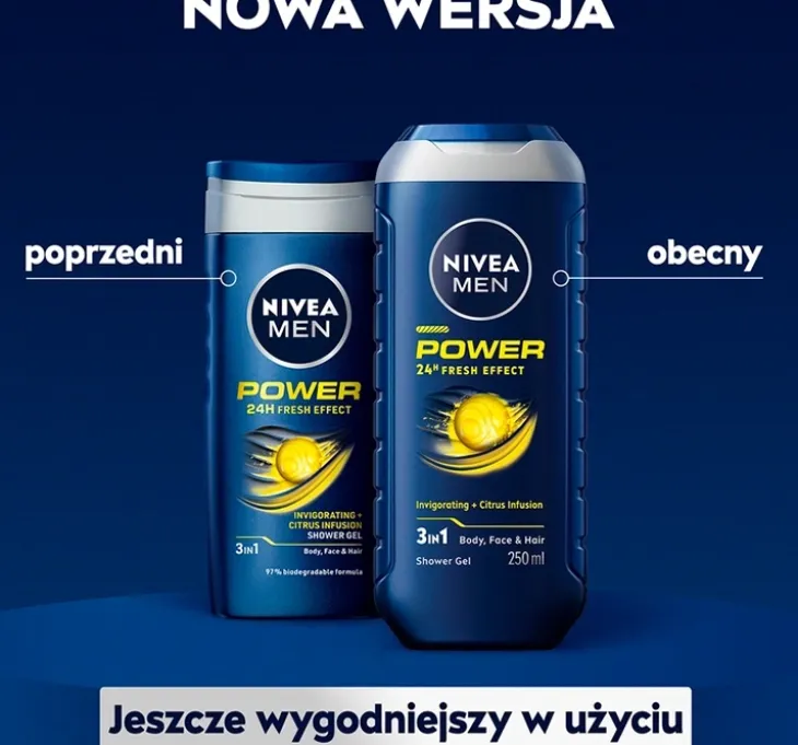 NIVEA MEN Power Fresh żel pod prysznic 3w1 dla mężczyzn 500 ml