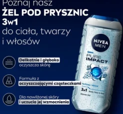 NIVEA MEN Pure Impact żel pod prysznic 3w1 dla mężczyzn 500 ml