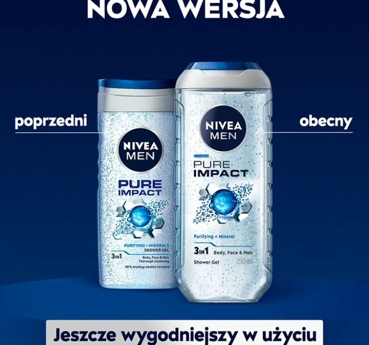 NIVEA MEN Pure Impact żel pod prysznic 3w1 dla mężczyzn 500 ml
