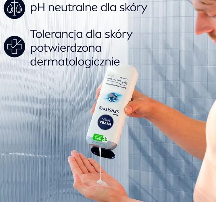 NIVEA MEN Sensitive łagodzący żel pod prysznic 3w1 dla mężczyzn 500 ml