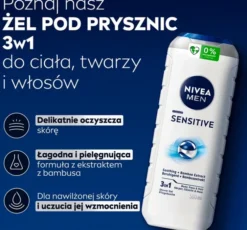 NIVEA MEN Sensitive łagodzący żel pod prysznic 3w1 dla mężczyzn 500 ml
