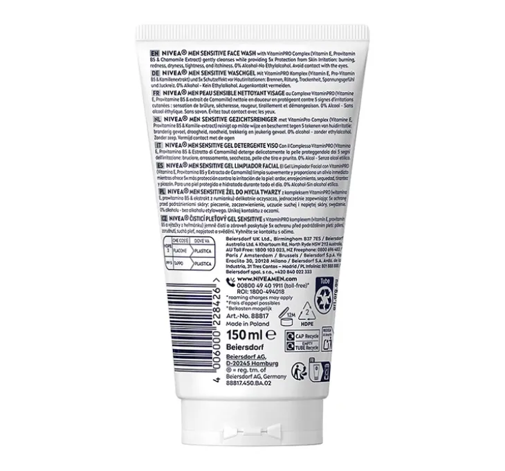 NIVEA MEN Sensitive Face Wash żel do mycia twarzy 150 ml