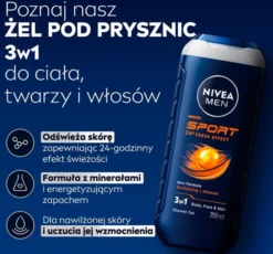 NIVEA MEN Sport żel pod prysznic 3w1 dla mężczyzn 250 ml