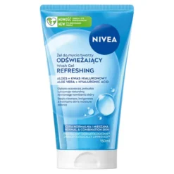 NIVEA odświeżający żel do mycia twarzy cera normalna i mieszana Aloes + Kwas Hialuronowy 150 ml