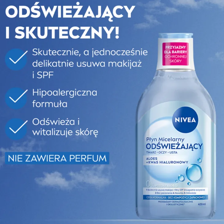 NIVEA odświeżający płyn micelarny do twarzy cera normalna i mieszana 400 ml