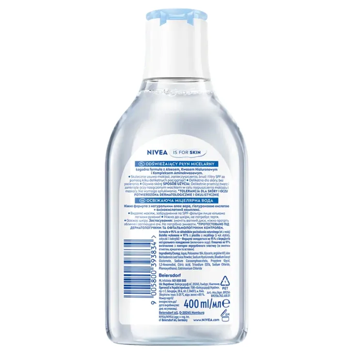 NIVEA odświeżający płyn micelarny do twarzy cera normalna i mieszana 400 ml