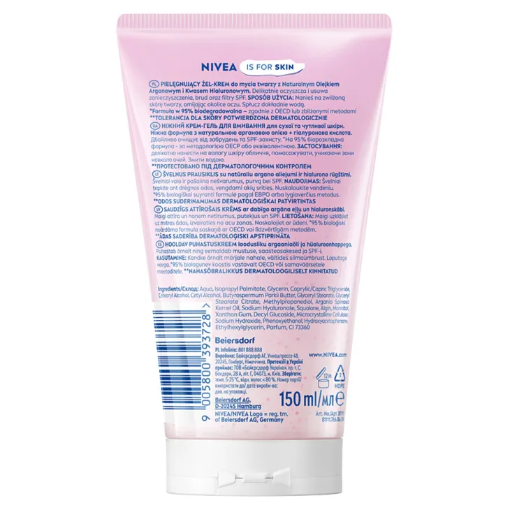 NIVEA pielęgnujący żel-krem do mycia twarzy cera sucha i wrażliwa 150 ml