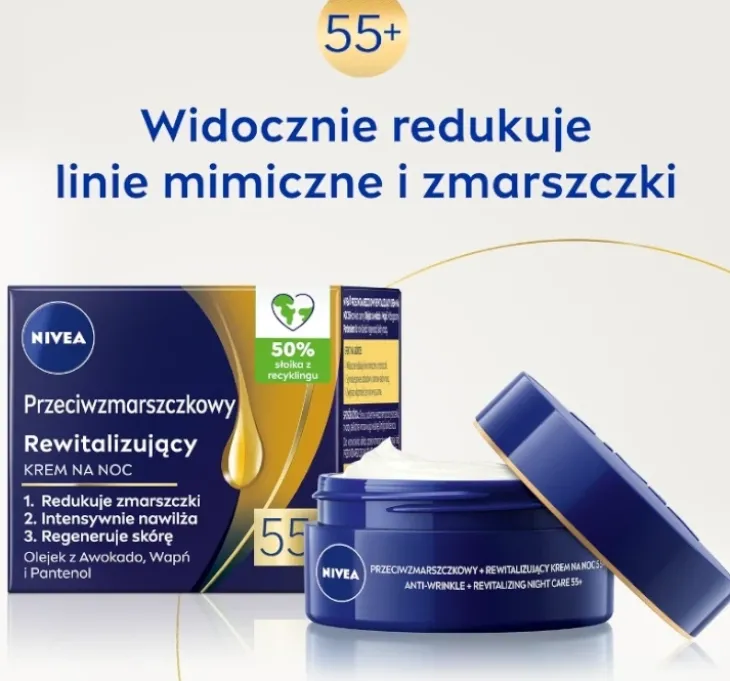 NIVEA przeciwzmarszczkowy rewitalizujący krem do twarzy 55+ na noc 50 ml