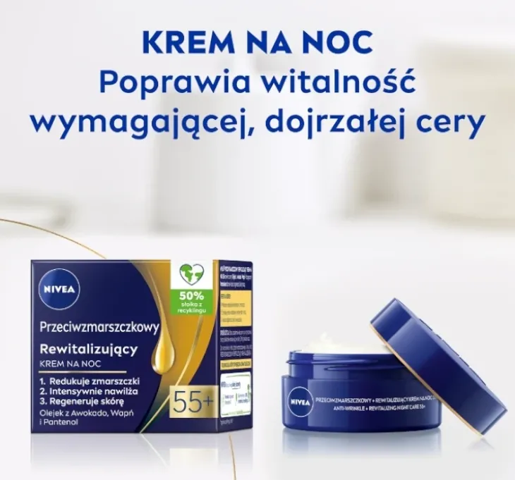NIVEA przeciwzmarszczkowy rewitalizujący krem do twarzy 55+ na noc 50 ml