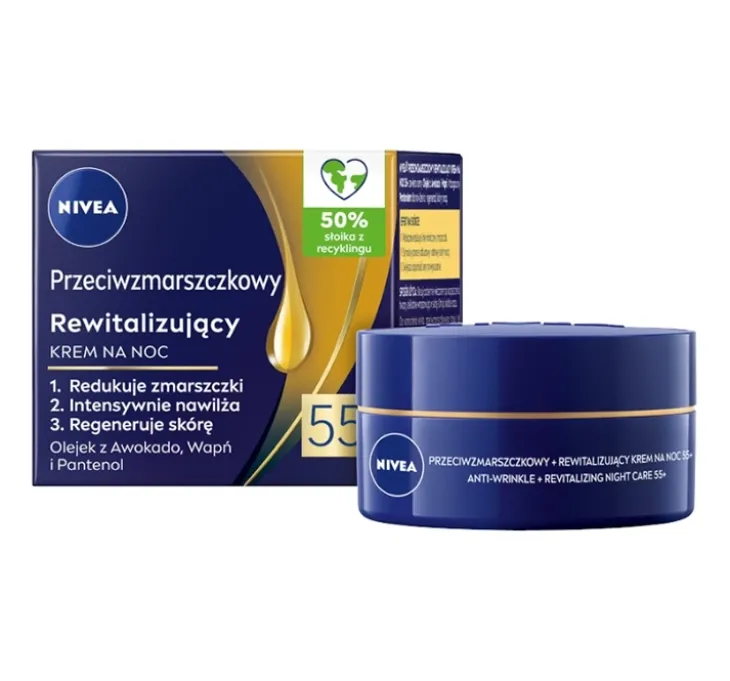 NIVEA przeciwzmarszczkowy rewitalizujący krem do twarzy 55+ na noc 50 ml