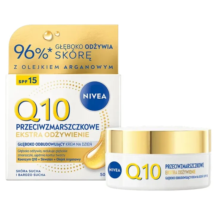 NIVEA Q10 Przeciwzmarszczkowe Ekstra Odżywienie głęboko odbudowujący krem na dzień SPF15 50 ml