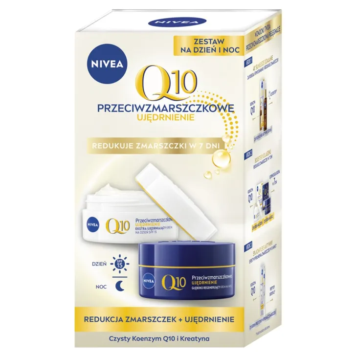 NIVEA Q10 Przeciwzmarszczkowe Ujędrnienie zestaw do pielęgnacji twarzy krem na dzień SPF15 50 ml + krem na noc 50 ml