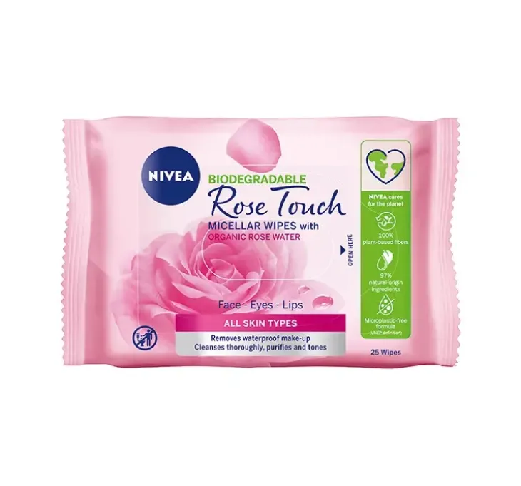 NIVEA Rose Touch micelarne chusteczki do demakijażu z organiczną wodą różaną 25 sztuk