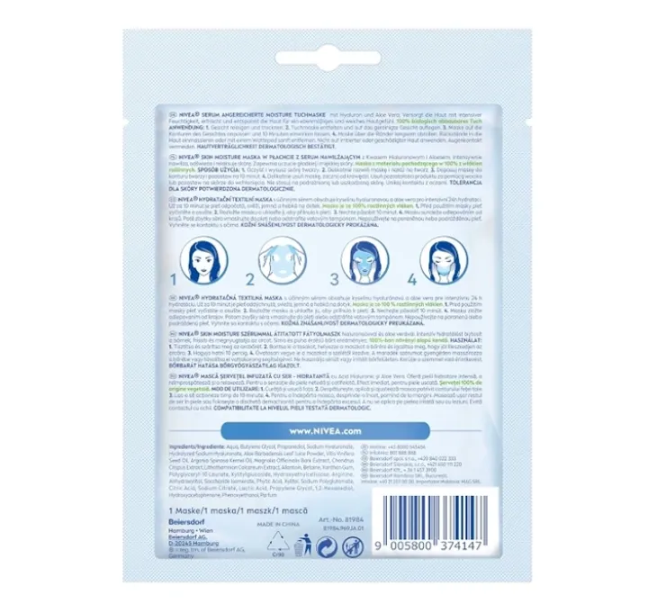 NIVEA Skin Moisture nawilżająca maska w płachcie 1 sztuka