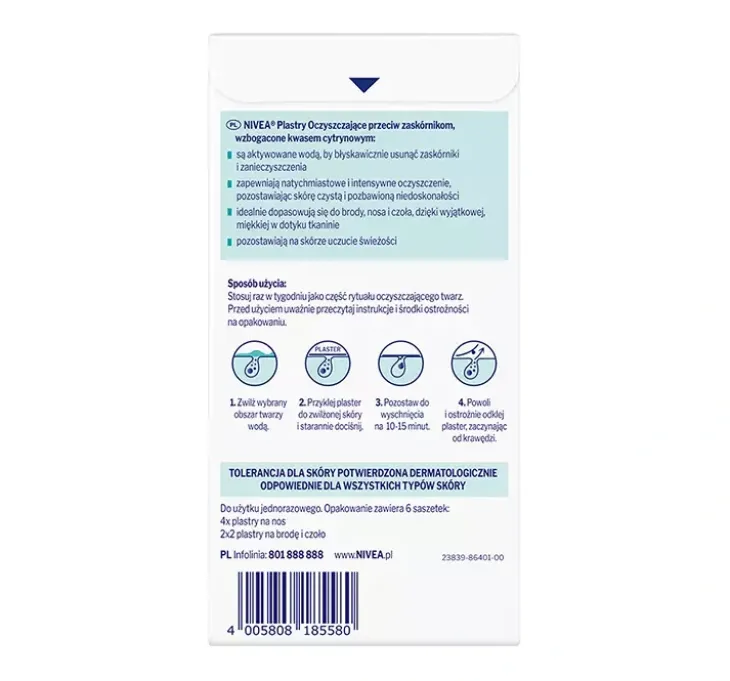 NIVEA Skin Refining plastry oczyszczające przeciw zaskórnikom 6 sztuk