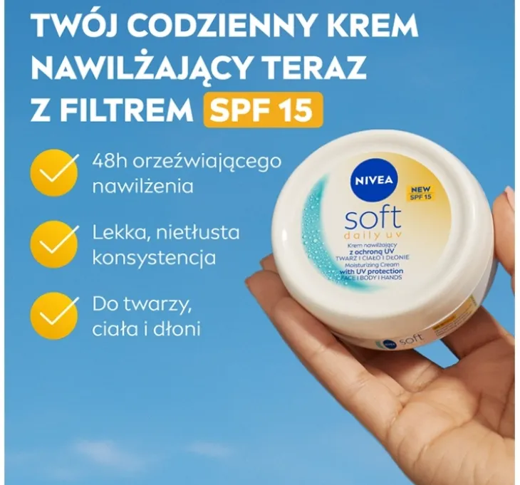 NIVEA Soft Daily UV SPF15 intensywnie nawilżający krem do twarzy 100 ml