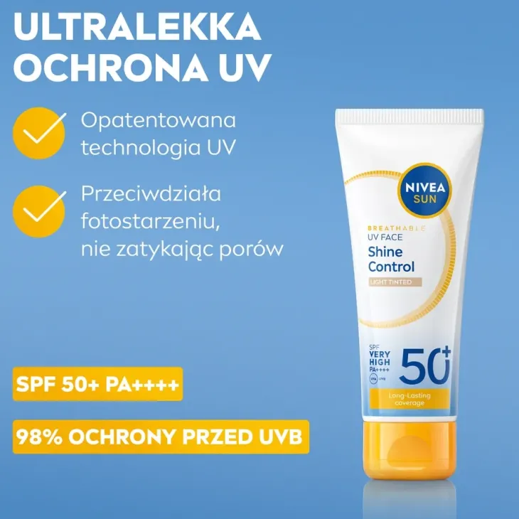 NIVEA SUN Breathable UV Face matujący krem do twarzy z bardzo wysoką ochroną SPF 50+ 40 ml