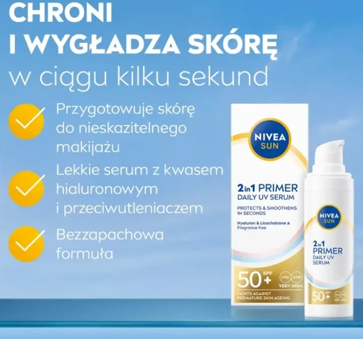 NIVEA SUN Daily UV Serum primer 2w1 przeciwsłoneczny SPF50+ baza pod makijaż 30 ml