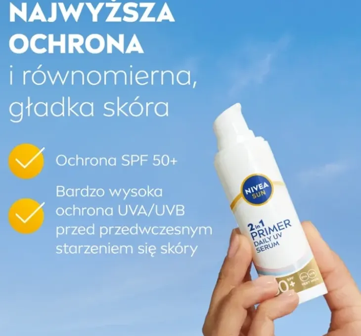 NIVEA SUN Daily UV Serum primer 2w1 przeciwsłoneczny SPF50+ baza pod makijaż 30 ml