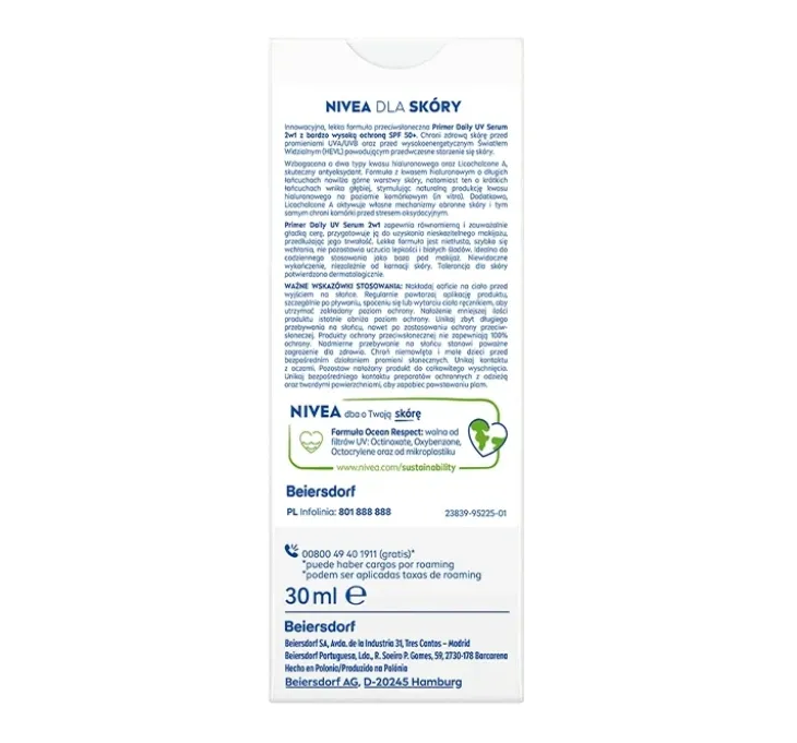 NIVEA SUN Daily UV Serum primer 2w1 przeciwsłoneczny SPF50+ baza pod makijaż 30 ml