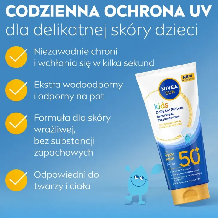NIVEA SUN Kids Daily UV Protect balsam do opalania dla dzieci do twarzy i ciała SPF50+ 100 ml