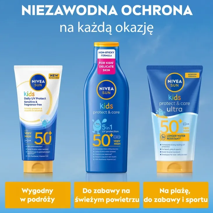 NIVEA SUN Kids Daily UV Protect balsam do opalania dla dzieci do twarzy i ciała SPF50+ 100 ml