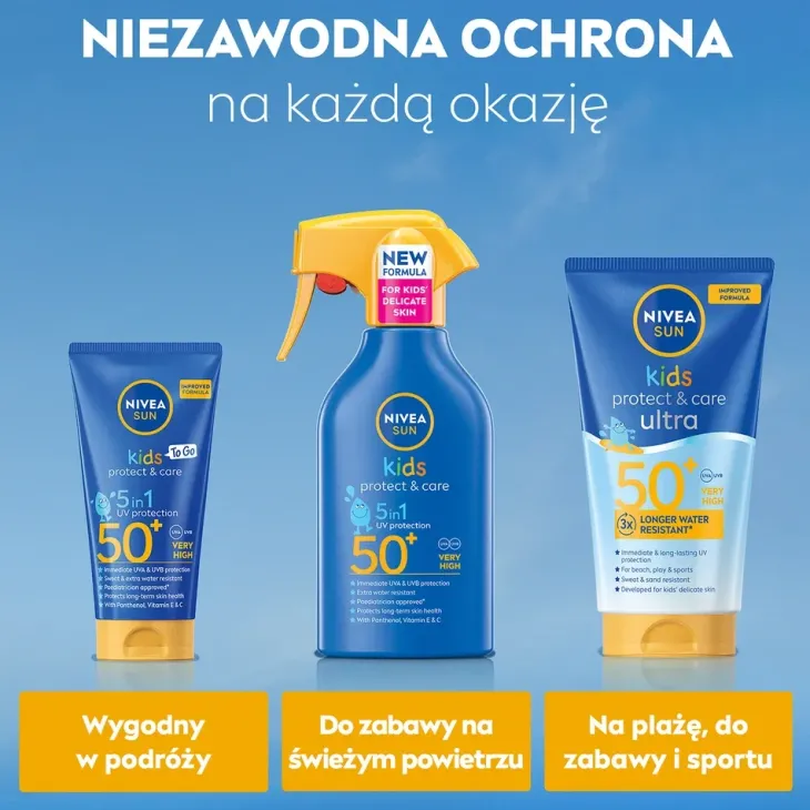 NIVEA SUN Kids Protect & Care spray do opalania dla dzieci z bardzo wysoką ochroną SPF50+ 250 ml
