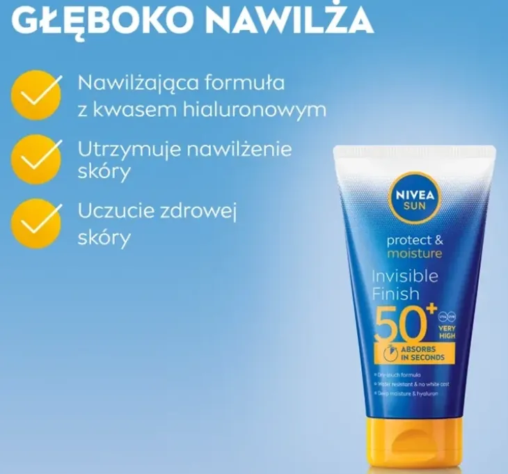 NIVEA SUN Protect&Moisture Invisible Finish balsam do opalania SPF50+ 150 ml