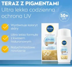 NIVEA SUN Ultra Light Daily Fluid krem do twarzy przeciwsłoneczny z pigmentem SPF50+ Medium Tinted 40 ml