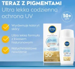 NIVEA SUN Ultra Light Daily Fluid krem do twarzy przeciwsłoneczny z pigmentem SPF50+ Light Tinted 40 ml