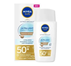 NIVEA SUN Ultra Light Daily Fluid krem do twarzy przeciwsłoneczny z pigmentem SPF50+ Medium Tinted 40 ml