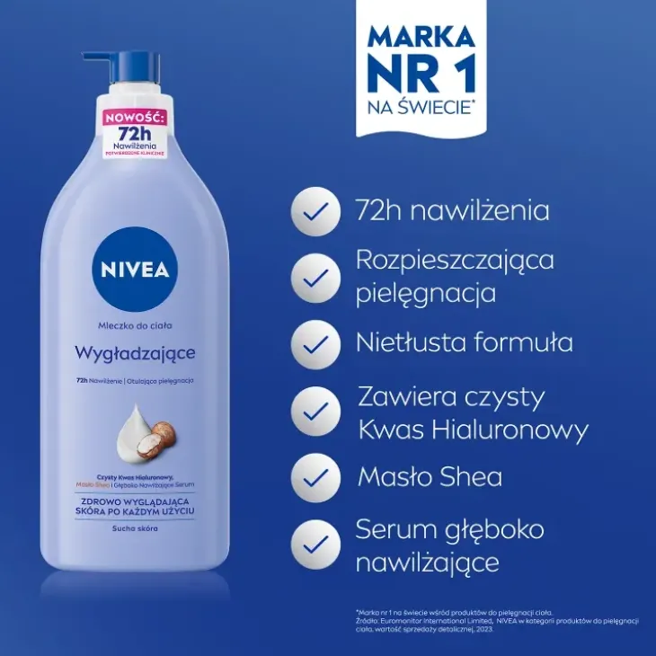 NIVEA wygładzające mleczko do ciała z pompką do suchej skóry 625 ml