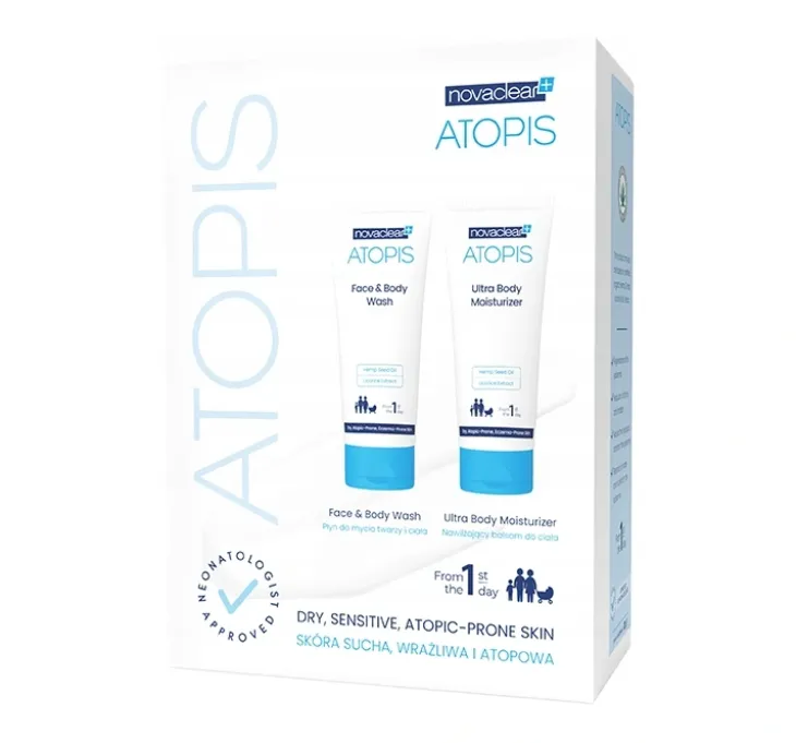 Novaclear Atopis zestaw kosmetyków do pielęgnacji ciała płyn do mycia ciała 200 ml + balsam do ciała 200 ml