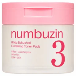 Numbuzin No.3 Bifida Bakuchiol Exfoliating Toner Pads złuszczające płatki do twarzy z bakuchiolem 70 sztuk