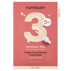 Numbuzin No.3 Galactomyces + Bifida Tingle Pore Softening Sheet Mask zestaw maseczek w płachcie 5 x 27 ml