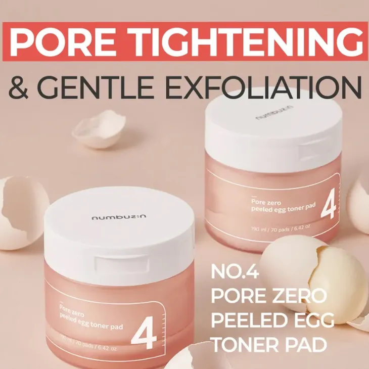 Numbuzin No. 4 Pore Zero Peeled Egg Toner Pad płatki tonizująco-złuszczające 70 sztuk