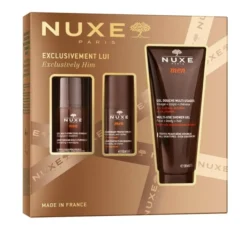 Nuxe Men Exclusively Him zestaw prezentowy dla mężczyzn żel nawilżający do twarzy 50 ml + żel pod prysznic 200 ml + dezodorant 50 ml