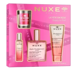 Nuxe Prodigieuse Floral Happy In Pink zestaw prezentowy olejek 100 ml + woda perfumowana 15 ml + żel pod prysznic 100 ml + świeca 70 g