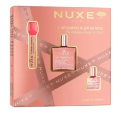 Nuxe The Infinite Glow In Pink zestaw prezentowy olejek 50 ml + serum do ust 8 ml + mini olejek 10 ml