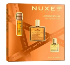Nuxe The Infinite Glow zestaw prezentowy olejek 50 ml + serum do ust 10 ml + mini olejek 10 ml