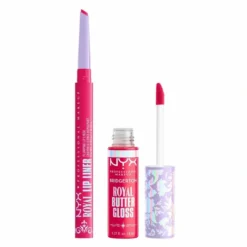 NYX Professional Makeup Bridgerton Royal Treasures Lip Kit 03 zestaw do makijażu ust błyszczyk Royal Butter Gloss Summer Fruit 8 ml + konturówka Royal Lip Liner Rumour Has It 0,33 g