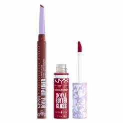 NYX Professional Makeup Bridgerton Royal Treasures Lip Kit 05 zestaw do makijażu ust błyszczyk Royal Butter Gloss Cherry Courtship 8 ml + konturówka Royal Lip Liner Berry of the Ball 0,33 g