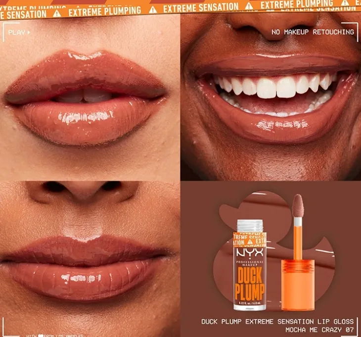 NYX Professional Makeup Duck Plump powiększający błyszczyk do ust 07 Mocha Me Crazy 6,8 ml