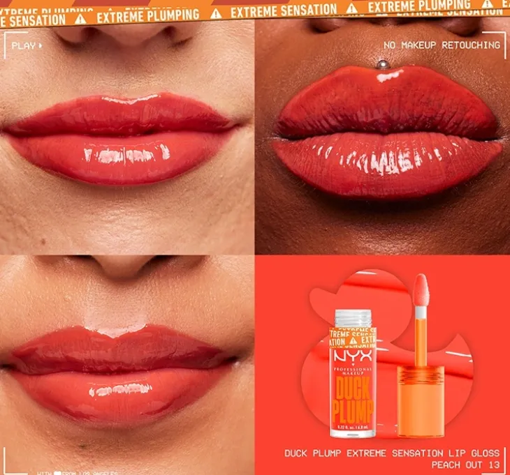 NYX Professional Makeup Duck Plump powiększający błyszczyk do ust 13 Peach Out 6,8 ml