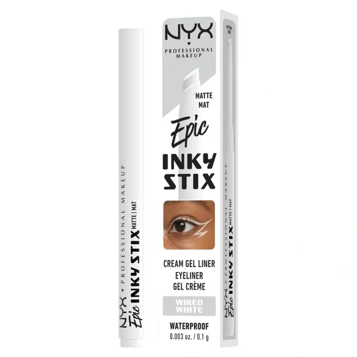NYX Professional Makeup Epic Inky Stix wodoodporny kremowo-żelowy eyeliner w formie kredki do oczu o matowym wykończeniu 17 Wired White 0,1 g