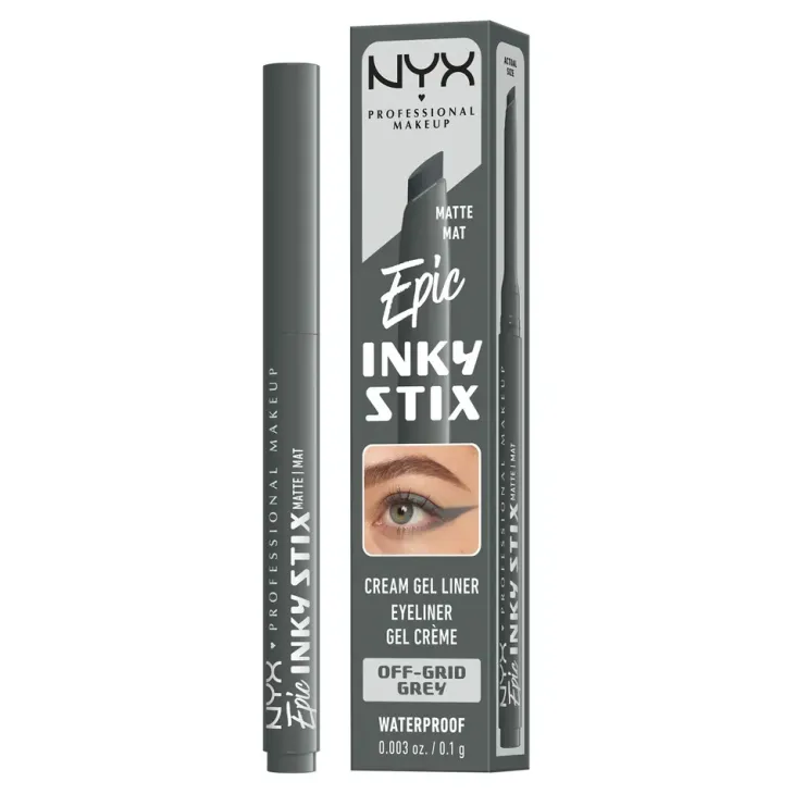 NYX Professional Makeup Epic Inky Stix wodoodporny kremowo-żelowy eyeliner w formie kredki do oczu o matowym wykończeniu 15 Off-Grid Grey 0,1 g